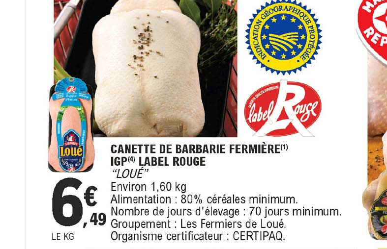 canette de barbarie fermière igp label rouge "loué"
