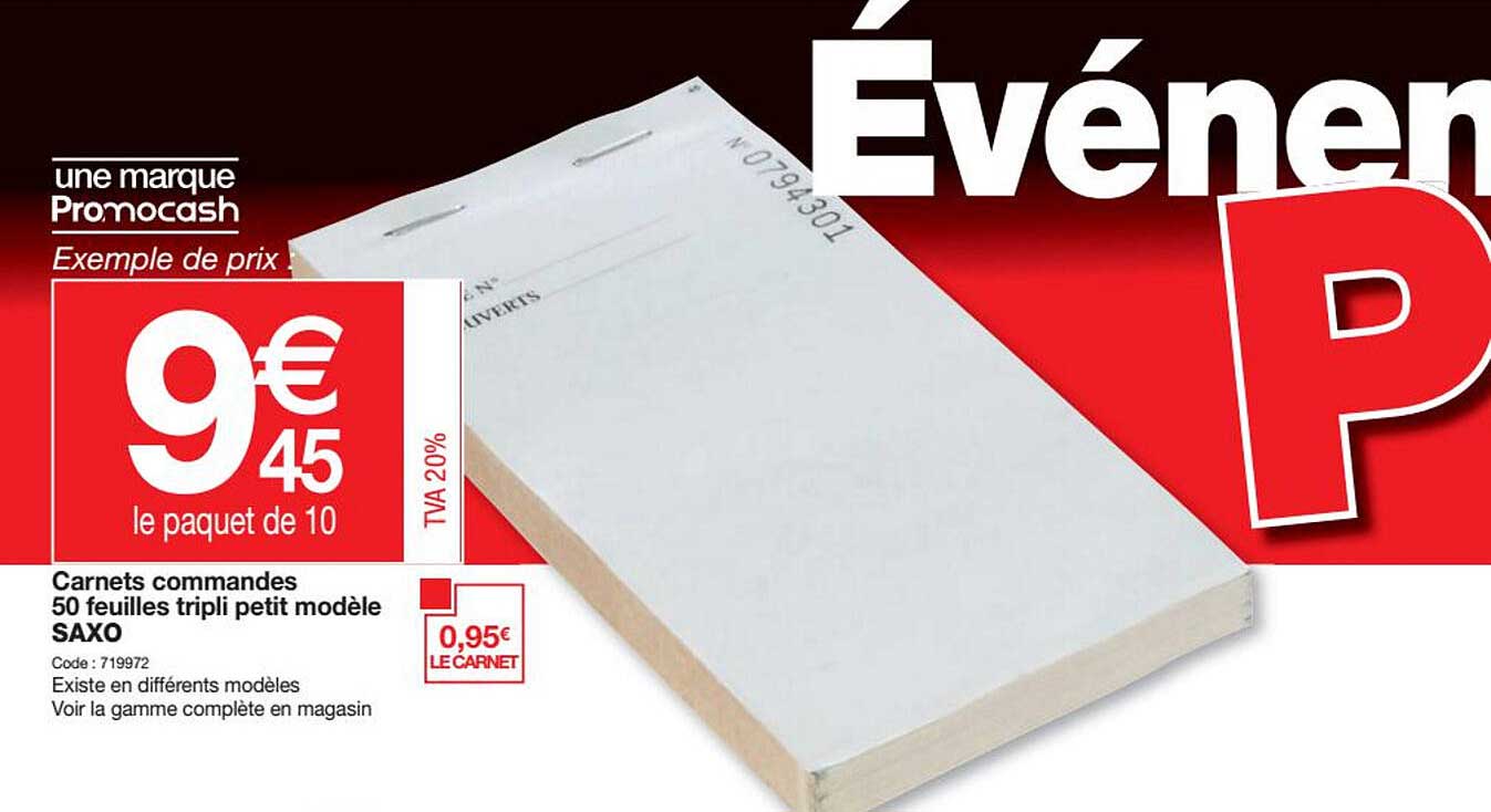 carnets commandes 50 feuilles tripli petit modèle saxo