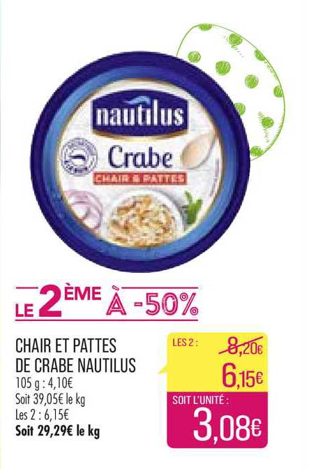 chair et pattes de crabe naulilus