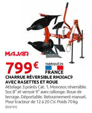 charrue réversible rm30ac9 avec rasettes et roue