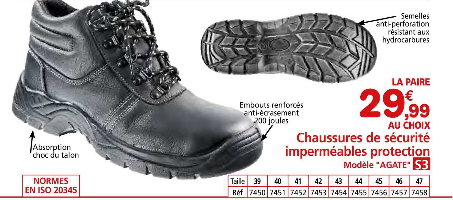 chaussures de sécurité imperméables protection modèle "agate"
