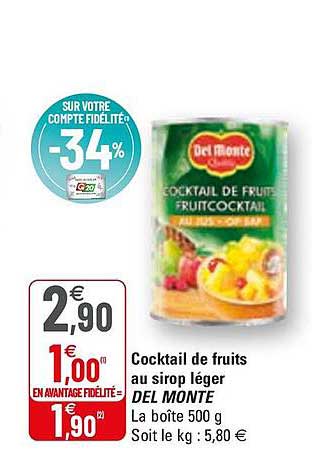cocktail de fruits au sirop léger del monte