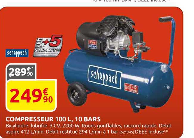 compresseur 100 l 10 bars scheppach