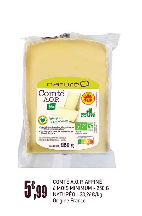 comté aop affiné 6 mois minimum naturéo