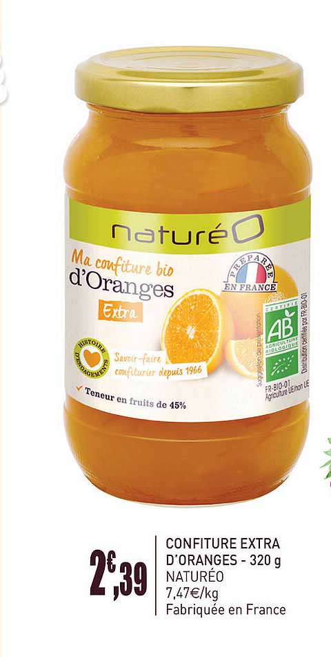 confiture extra d'oranges - 320 g naturéo