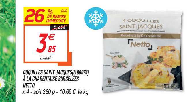 coquilles saint jacques à la charentaise surgelée netto