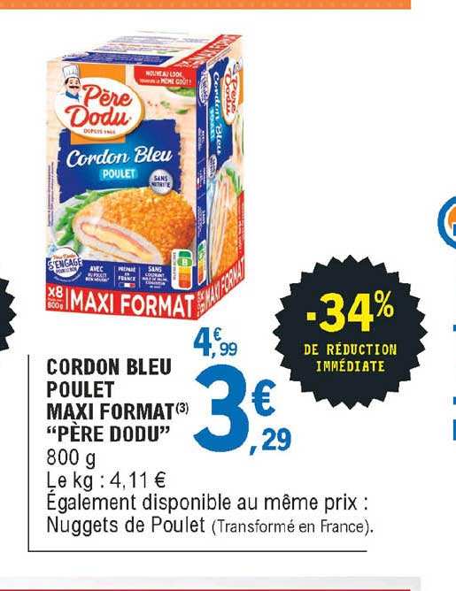 cordon bleu poulet maxi format "père dodu"