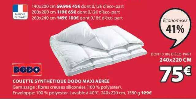 couette synthétique dodo maxi aérée