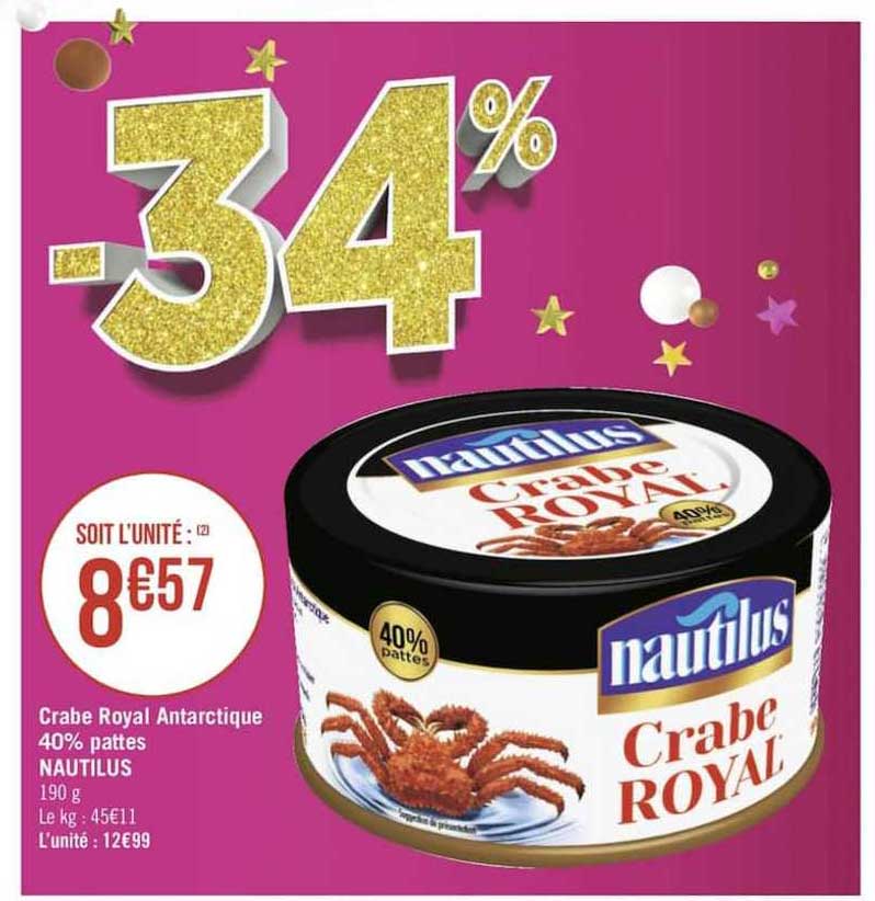 crabe royal antarctique 40% pattes nautilus