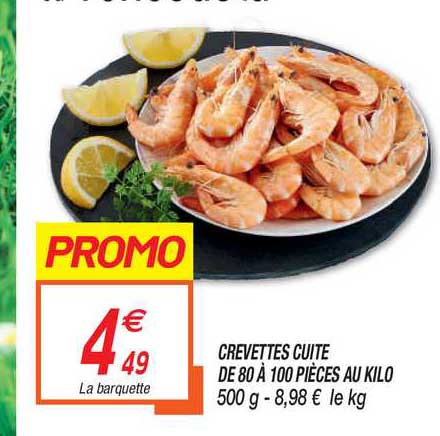 Crevettes Cuite De 80 à 100 Pièces Au Kilo