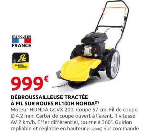 débroussailleuse tractée à fil sur roues rl 100h honda