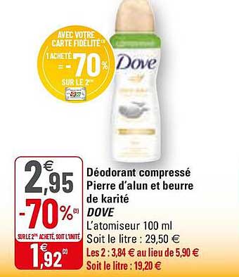 déodorant compressé pierre d'alun et beurre de karité dove