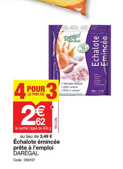 échalote émincée prête à l'emploi darégal