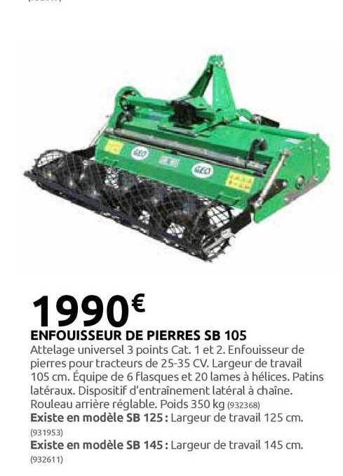enfouisseur de pierres sb 105