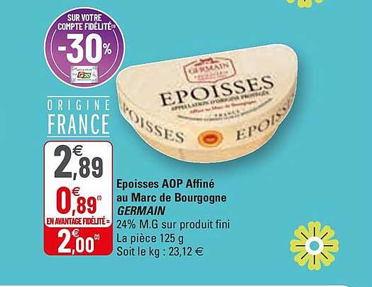 époisses aop affiné au marc de bourgogne germain