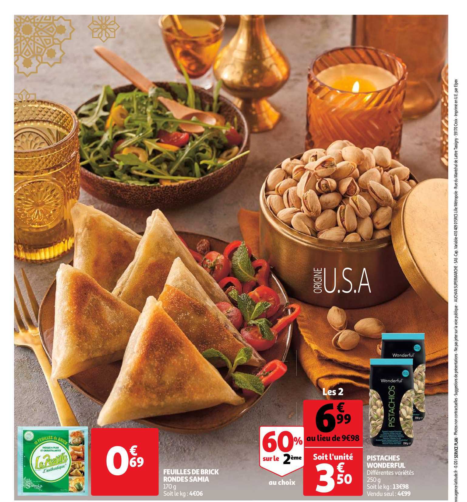 feuille de brick rondes samia, pistaches wonderful