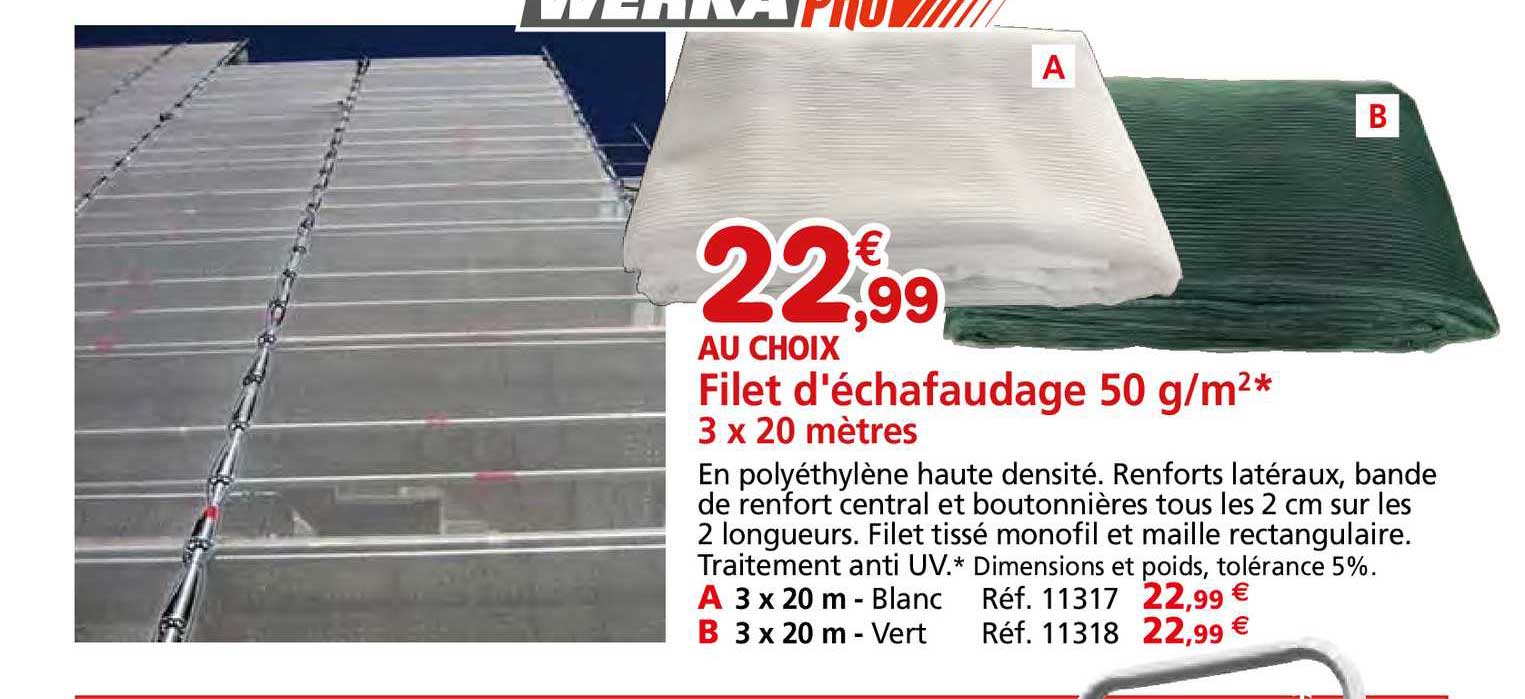 filet d'échafaudage 50 g-m² 3 x 20 mètres