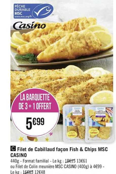 filet de cabillaud façon fish & chips msc casino