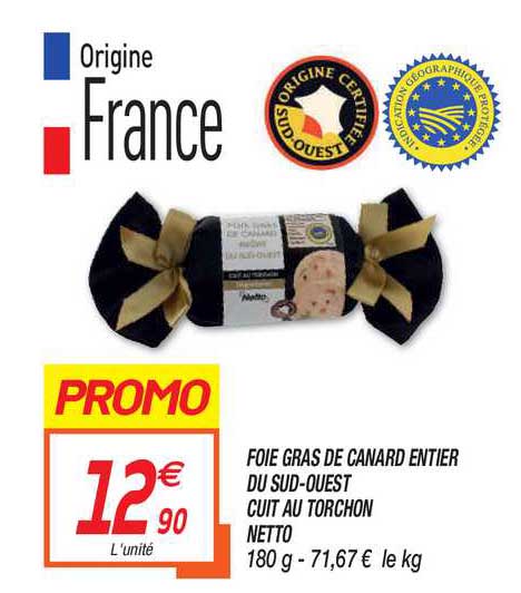 foie gras de canard entier du sud-ouest cuit au torchon netto