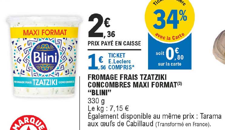 fromage frais tzatziki concombres maxi format "blini"
