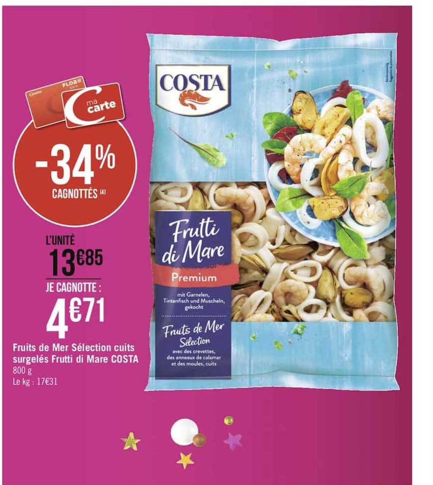 fruits de mer sélection cuits surgelés frutti di mare costa