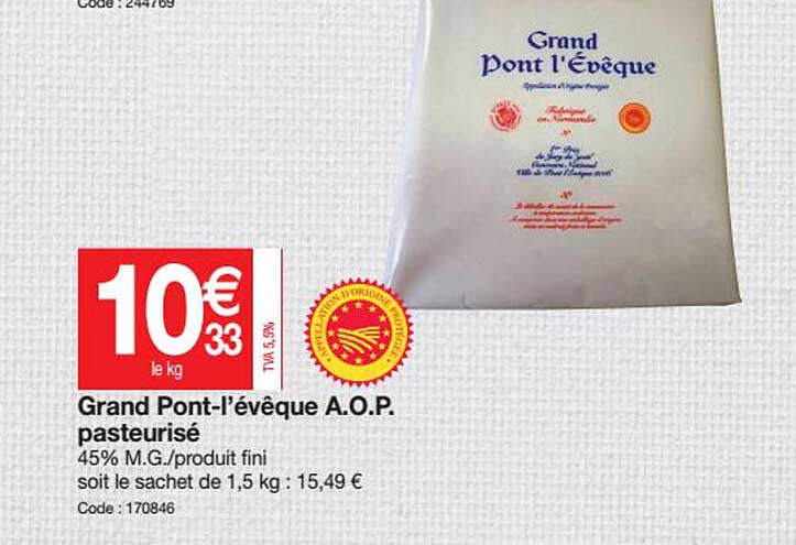 grand pont-l'évêque a.o.p. pasteurisé