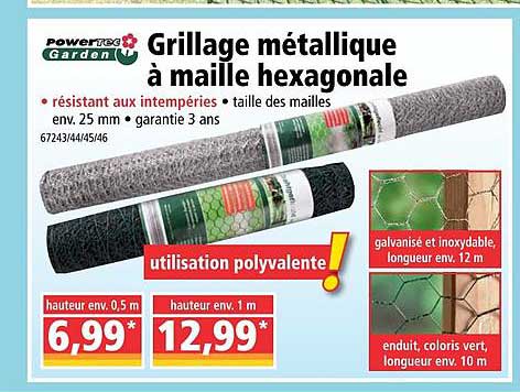 grillage métallique à maille hexagonale powertec garden