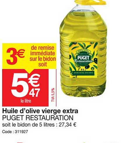 Huile D'olive Vierge Extra Puget Restauration