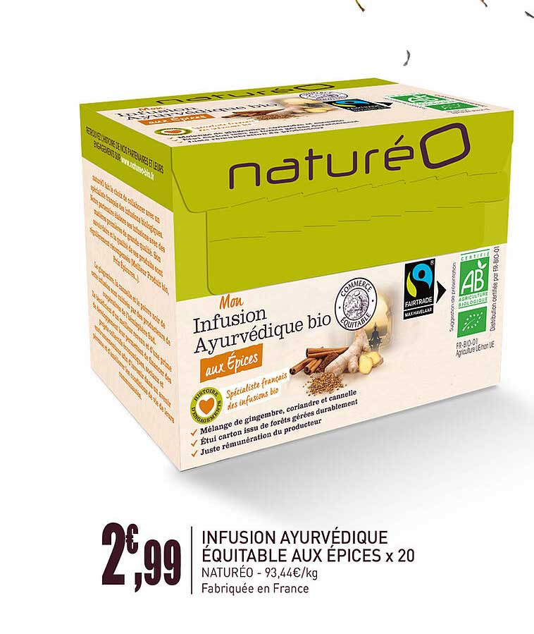 infusion ayurvédique équitable aux épices x20 naturéo