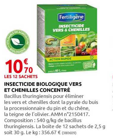 insecticide biologique vers et chenilles concentré fertiligène