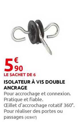 isolateur à vis double ancrage