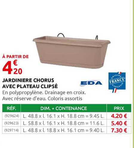 jardinière chorus avec plateau clipsé eda