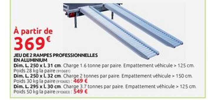 jeu de 2 rampes professionnelles en aluminium