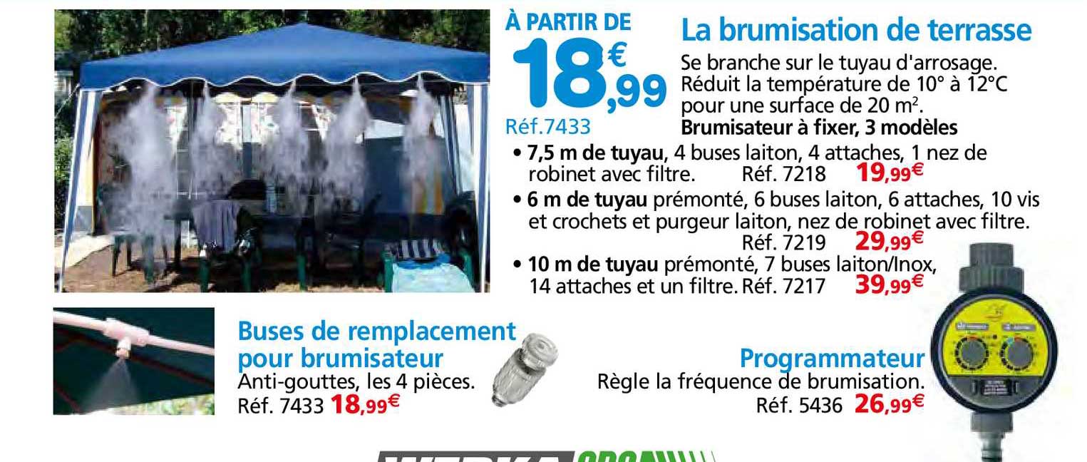la brumisation de terrasse, buse de remplacement pour brumisateur, programmateur