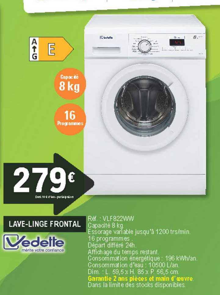 Lave-linge Frontal Vedette