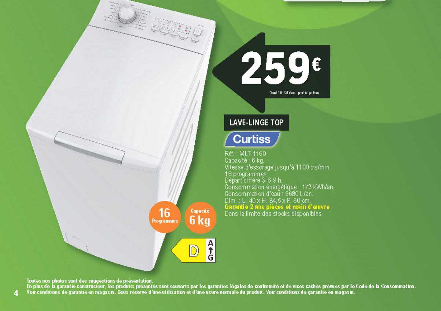 Lave-linge Top Curtiss