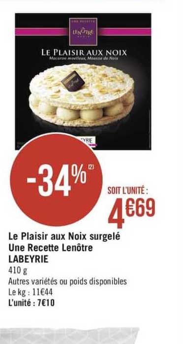 le plaisir aux noix surgelé une recette lenôtre labeyrie