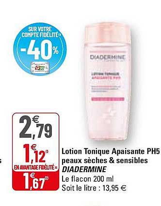 lotion tonique apaisante ph5 peaux sèches & sensibles diadermine