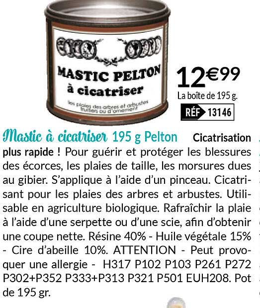 mastic à cicatriser 195 g pelton