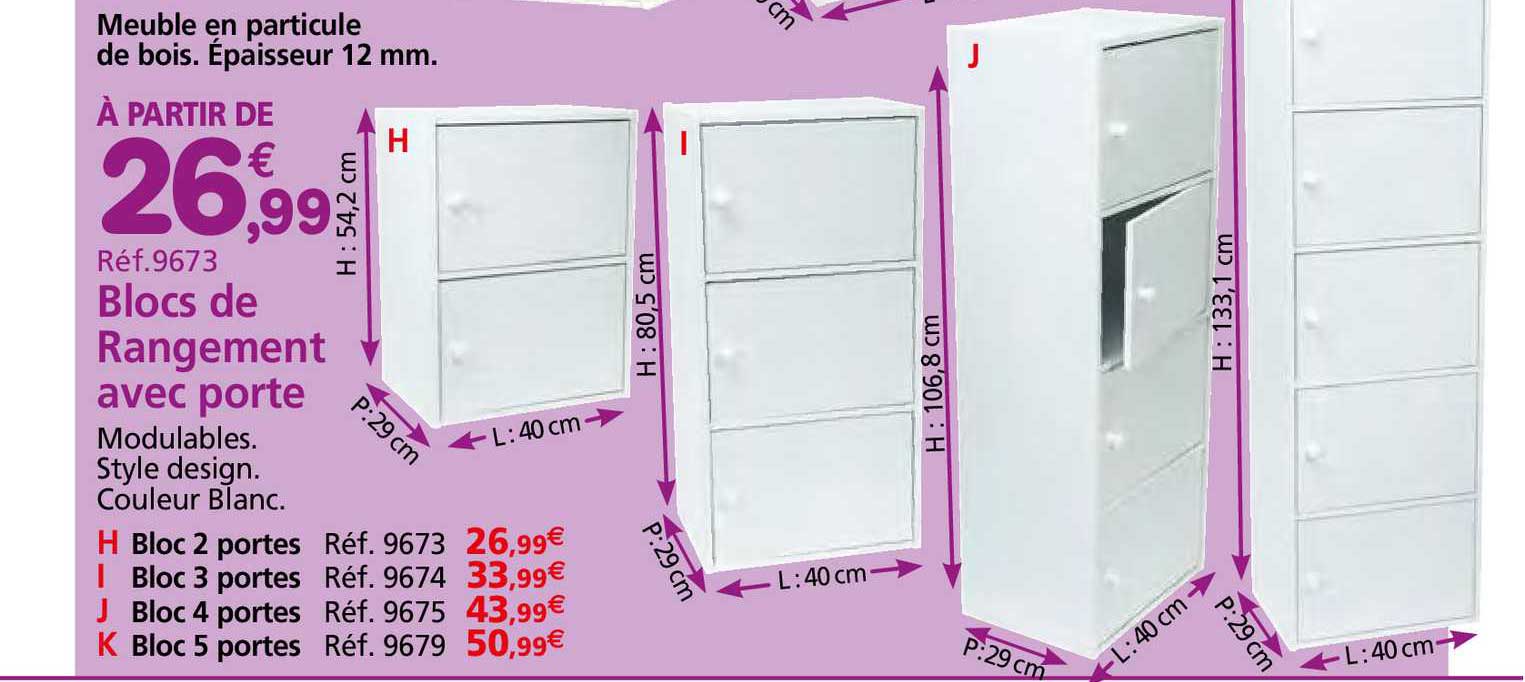 meuble en particule de bois , blocs de rangement avec porte