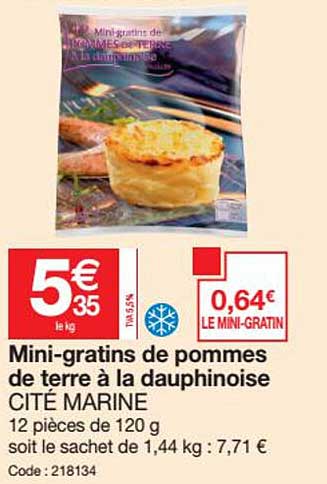 mini-gratins de pommes de terre à la dauphinoise cité marine