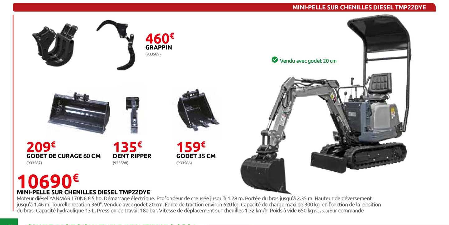 Mini-pelle Sur Chenilles Diesel Tmp22dye