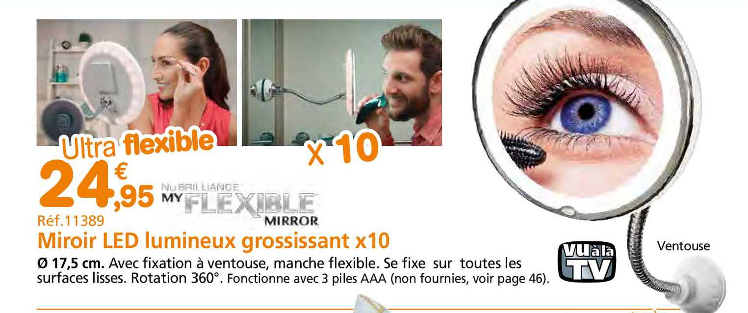 miroir led lumineux grossissant x10
