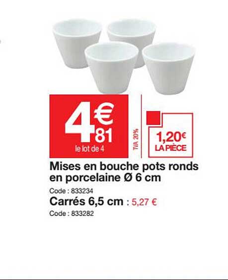 mise en bouche pots ronds en porcelaine
