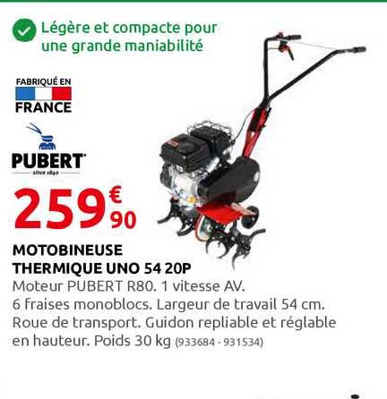 motobineuse thermique uno 54 20p pubert