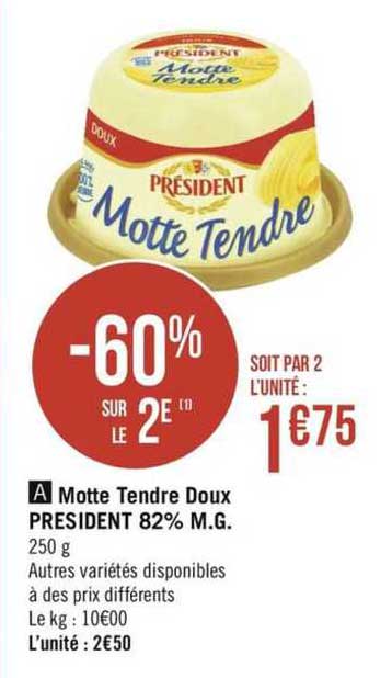 motte tendre doux président 82% m.g.