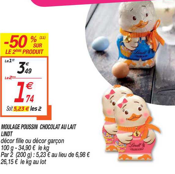 moulage poussin chocolat au lait lindt