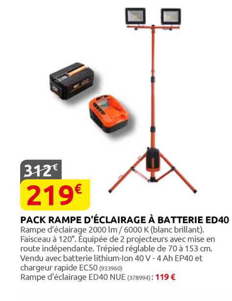 pack rampe d'éclairage à batterie ed40