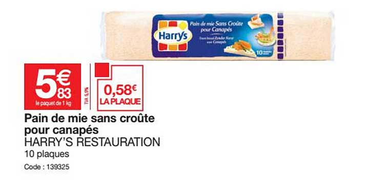 Pain De Mie Sans Croûte Pour Canapés Harry's Restauration