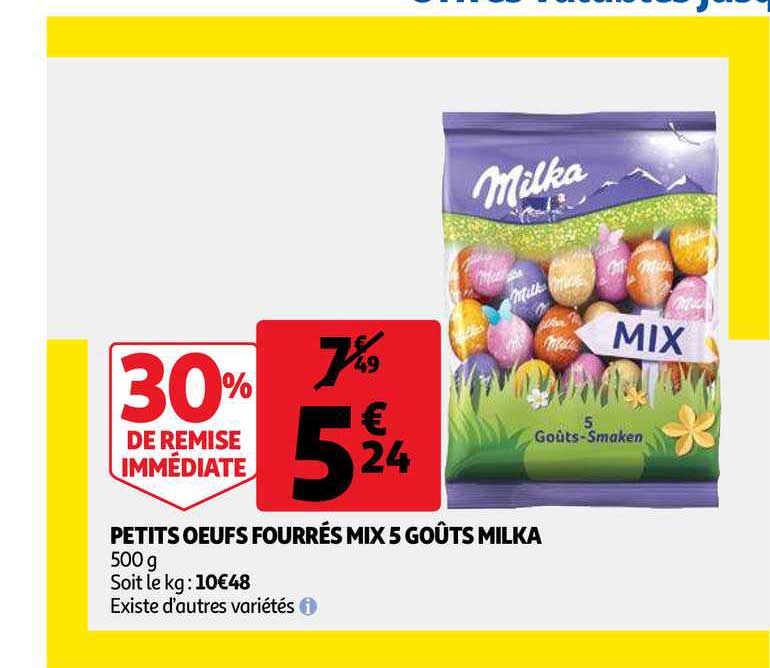 petits oeufs fourrés mix 5 goûts milka